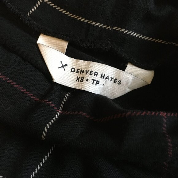 Denver Hayes Black Red White Plaid Mock Neck Viscose Long Sleeve Top XS - Picture 7 of 13